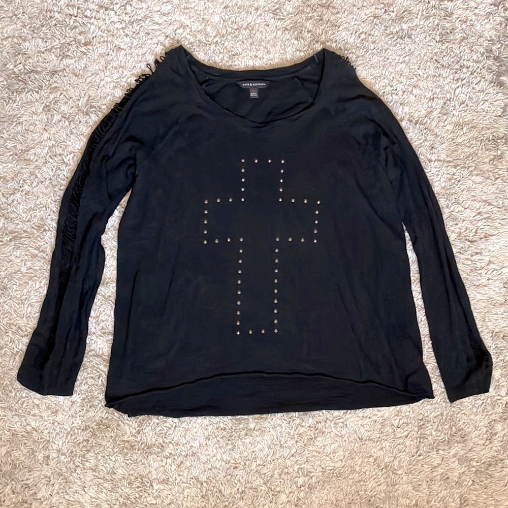 Rock & Republic Women’s Long Sleeve Cross T-Shirt